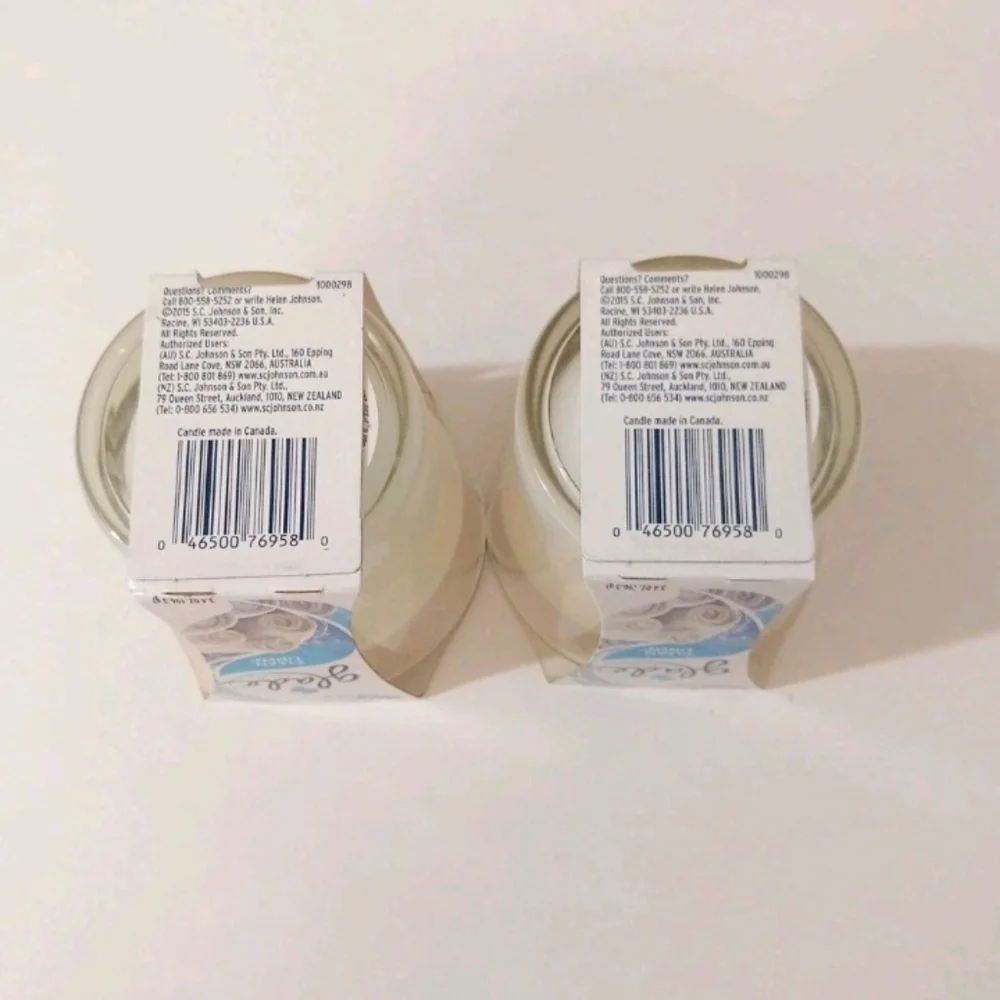 NEW Glade Clean Linen Scented Candles Glass Jar Set of 2 - 3.4 oz Single Wick